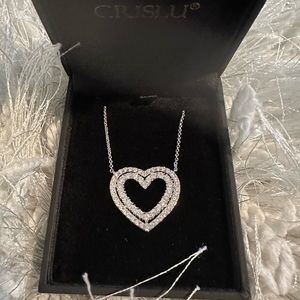 Crislu 16” 1.35 CZ Heart Pave Necklace - New in box